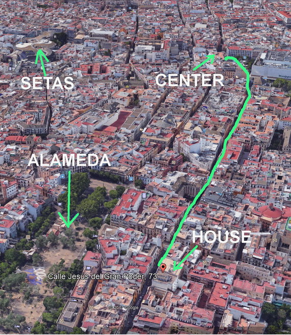 Hubicación de la casa, y el camino al centro de la ciudad.