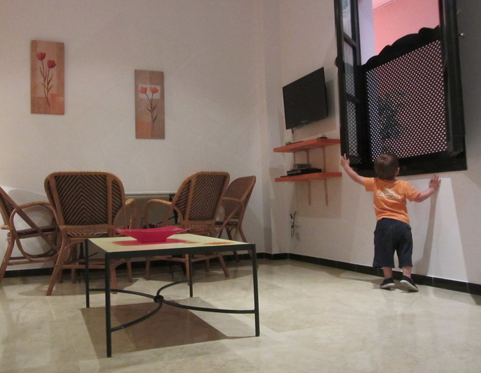 vista del salon de la casa con mi hijo